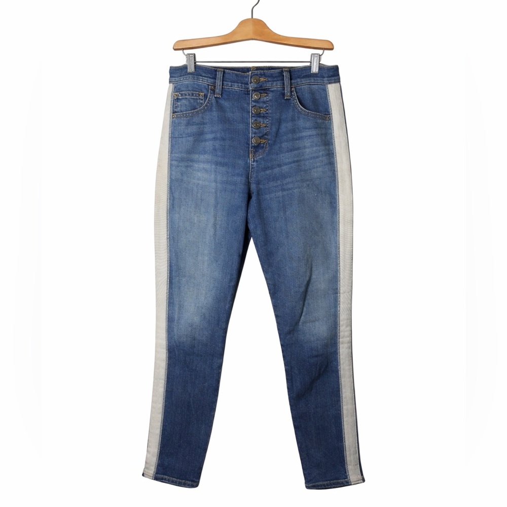 Veronica Beard Skinny Jeans 26 Button Fly Side Stripe Premium Designer Denim